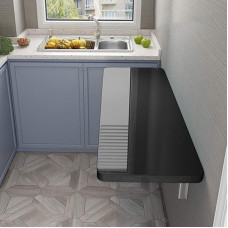 Klapptisch zur Wandmontage, für Zuhause, Büro, Küche und Waschküche, multifunktionaler Schreibtisch mit 4 Farboptionen, platzsparendes Design, Schwarz, 120 x 30 cm