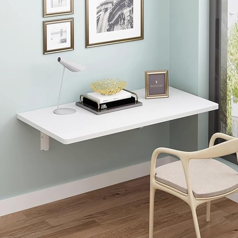 Robuster Klapptisch zur Wandmontage, für Küche, Bar, faltbares Wandregal, Computertisch, Arbeitsplatz für Zuhause, Büro, kleiner Klapptisch, weiß, Größe: 100 x 50 cm