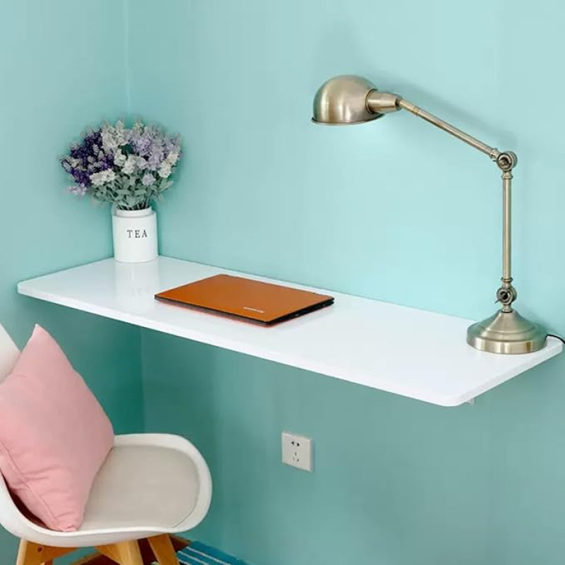 Schwebendes Klapptisch-Set mit Halterung, zusammenklappbar, platzsparend, Computertisch und Esstisch, unterstützt bis zu 20 kg, Größe: L x B 100, Wandtisch für Laptop