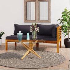 Homgoday 2 dalių sofos komplektas su tamsiai pilka pagalvėle Akacijų medžio masyvo sofa Kanapa Dvivietė sofa Išskleidžiama sofa Minkšta sofa Šiuolaikinė poilsio sofa Svetainės sofa Gyvenamasis kambarys Sofa gyvenamajam kambariui Priimamasis Biuras