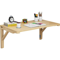 WBWAPA Klappbare Wandwerkbank für die Küche, Klapptisch, robuster Arbeitstisch mit Halterung, natürliches Kiefernholz, platzsparend, Mehrzweck-Wandschreibtisch (Größe: L90 x B40 cm/L35 x