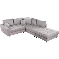 riess-ambiente.de Modern Living Landscape Kent 220 cm šviesiai pilka virvė su taburete ir pagalvėle Kampinė sofa