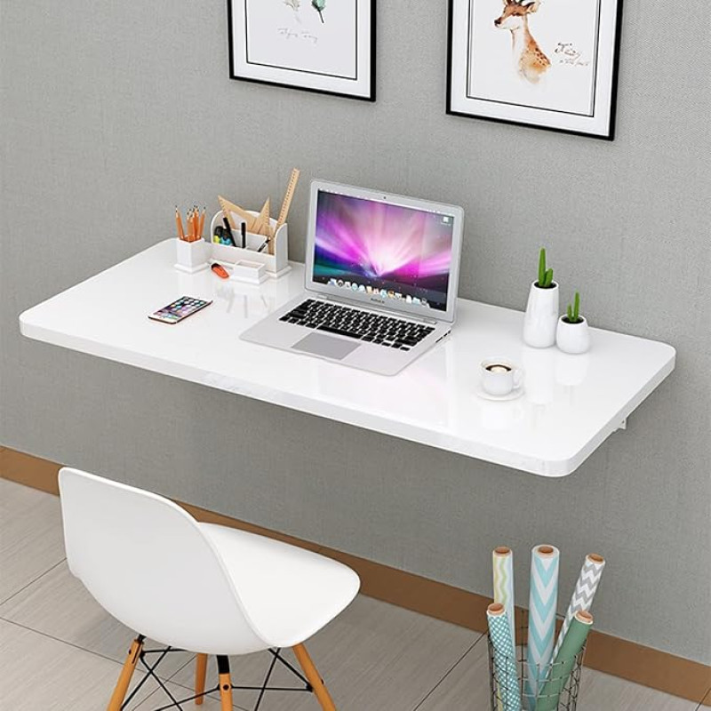 Klapptisch zur Wandmontage, für kleine Räume, robuster Klapptisch für Küche, Waschküche und Restaurant, Weiß, 80 x 40 cm