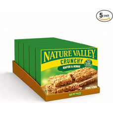 Nature Valley Oat & Honey Crunchy Multipack, Crunchy Cereal Bars with Oatmeal & Honey, Pack of 5, Snack for School & Travel, Healthy Bread, Lactose Free, 50 Bars - 2 Bars Per Pack