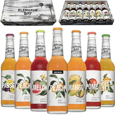 ICE TEA New Edition Iced Tea Elephant Bay - 7 Varieties Tasting Set - Passion + Peach + Melon + Peach Zero + Mango + Pomegranate + Green Tea Each 330 ml