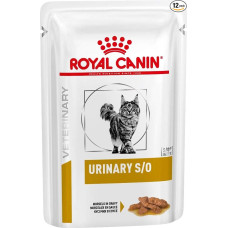 Royal Canin Veterinary Urinary S/O | 12 x 85 g | Visavertis dietinis maistas katėms | Struvitų akmenims tirpdyti | Maža RSS vertė | Skanūs užkandžiai padaže