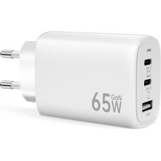 USB C įkroviklis 65 W, 3 prievadai, daugkartinis kištukas, PD greitasis įkroviklis su USB A ir USB C maitinimo šaltiniais, USB įkroviklio adapteris, skirtas 