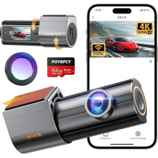 Dash Cam Car Front 4K WiFi Dash Cam 360° Rotatable with 64GB SD Card, 1.47 Inch IPS Mini Car Camera with CPL, Super Night Vision, WDR, 170° Wide Angle, G-Sensor, Loop Recording, App Control, Max 256GB