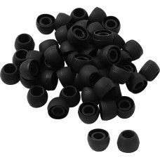 sourcing map 50 silikoninių atsarginių ausų kištukų, 10 x 8 mm minkšti ausinių kištukai, skirti ausinių priedams, ausinių kištukų dangteliai, skirti daugumai į ausis įstatomų ausinių kištukų, juodi