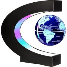 Magnetic Floating Globe, 7 Colour Lights, C-Shaped Automatic Rotating Globe, Luminous World Maps, Desktop Decoration, Birthday Gift