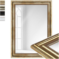 WANDStyle Didelis auksinis baroko stiliaus veidrodis Didelis sieninis veidrodis Vintage 50 x 70 cm Didelis sieninis veidrodis Didelis vonios kambario veidrodis Medinis prieškambario veidrodis Sieninis veidrodis H550 Pagaminta Vokietijoje