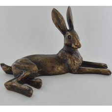 Harriet Glen Lying Rabbit Bronzos efekto skulptūra Bellflower Home Decor Country Dovanos Aukštis 12 cm