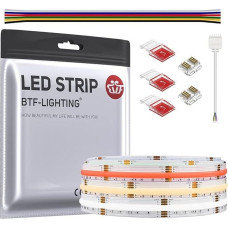 BTF-LIGHTING FCOB COB RGBCCT lanksti didelio tankio LED juosta COB RGBCCT LED juosta 3M 960LED/M DC24V 18W/M IP30 įvairiaspalvė TV kambarys Šalis DIY namų apdaila (valdiklis ir maitinimo šaltinis neįtraukti)
