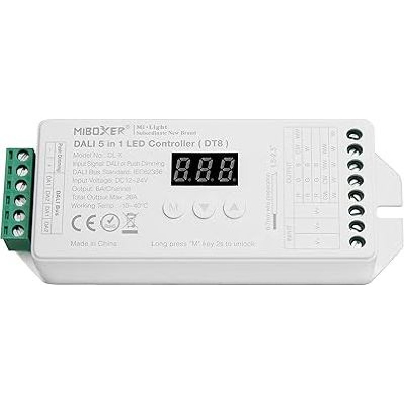 LIGHTEU, Milight Miboxer Dali 5-in-1 LED juostų valdiklis, PWM reguliuojamas išėjimas, 12-24 V, suderinamas su 5 režimų LED juostomis DL-X (DT8)