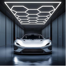Šešiakampė garažo šviesa - šešiakampiai LED lubų šviestuvai automobilių remontui, skirti garažams, parduotuvėms, sporto salėms, biurams