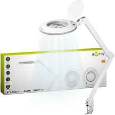goobay 60362 LED didinamoji lempa su spaustuvu / 9 W galios suvartojimas / 127 mm krištolo stiklo lęšis / Spalvos temperatūra 6400 K / 1,75x didinimas / Šviesos srautas 83-730 liumenų / Balta