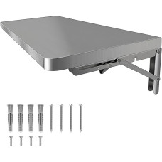 Nerūdijančio plieno sieninis stalas, storas sieninis stalas, virtuvės lentyna, skalbykla, sulankstomas dizainas, 0,8 mm šlifuotas nerūdijantis plienas, sulankstomas stalviršis iš nerūdijančio plieno, 120 x 40 cm