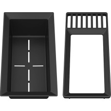 BLANCO Sink Drainer 2-in-1 | Plastic Black Grey | Multifunctional Frame and Waste Bowl Combination with Integrated Draining Board | For All Silgranit Sinks (40 cm Depth) | [18 x 39.5 x 10.3 cm]