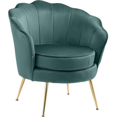 CLP Rosita Armchair, Upholstered Chair with Velvet Cover, Gold-Coloured Metal Frame, Colour: Green