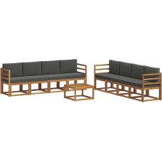 Gartenmöbel rinkinys 9-TLG. Lauko sofos komplektas aus massivem Akazienholz mit Polstern in Anthrazit, Modulares Loungemöbel für Terrasse und Garten, 8 Sitzmodule und Beistelltisch, Natur