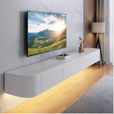 Moderni televizoriaus spintelė, 120-240 cm, moderni televizoriaus spintelė, televizoriaus spintelė svetainėje, tinkama svetainei ir miegamajam (balta/LED, 120 cm)