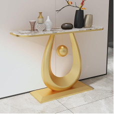 Konsole Sofatisch mit Metallgestell, moderner Beistelltisch für Flur, Foyer, Eingang, Eingang, Felsplatten-Design, stilvolle dekorative Möbel