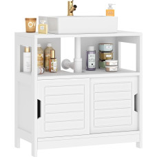 SDHYL Vanity Unit su stumdomomis durimis, vonios kambario spintelė, sandėliavimo spintelė po Vanity Unit, 60 x 30 x 60 cm, balta, atviras skyrius, vonios kambario spintelė