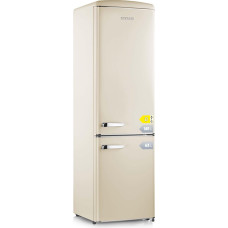 SEVERIN RKG 8919 [EEK D] Retro Fridge and Freezer with Chrome Appliqués, LED Lighting, 1-7°C, 244 L Net Volume, Only 39 dB, Cream