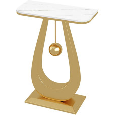 Kleiner Konsolen-Akzenttisch, 40,6 cm, gesinterter Stein, schmaler Eingangs-Sofatisch mit Metallfuß, luxuriöse Eingangskonsole für Flur, Wohnzimmer, Schlafzimmer