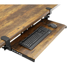 Klaviatūros padėklas, ištraukiamas po stalu su C spaustuku, didelio formato, stabilus stumdomas klaviatūros stovas, 838 mm x 280 mm, ištraukiama platforma, kompiuterio stalčius rašymui