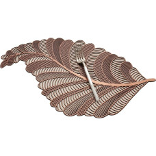 Tischset PVC, 10er Set Hohles Phönixschwanz-Blumenmuster Platzsets, Küchen-Tischsets für Esstisch, Bronze, 29x46cm