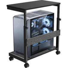 PC Ständer Höhenverstellbar, PC Halterung mit Rollen, Metall PC Schrank für PC Tower, Beistelltisch mit Rollen für Laptop