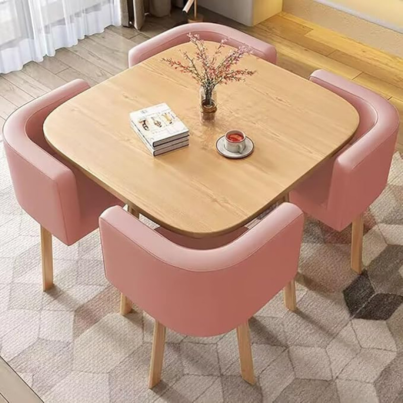 Quadratisches Esstisch-Set mit Stühlen für Büro, Konferenz, Pausenraum, Empfang und Freizeit - Modernes Design, langlebiges Material, platzsparend, einfache Montage
