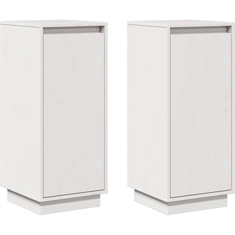 vidaXL 2 x Sideboard with Doors, Chest of Drawers, Sideboard, Side Cabinet, Multi-Purpose Cabinet, Standing Cabinet, Wooden Cabinet, White, 31.5 x 34 x 75 cm, Solid Pine Wood