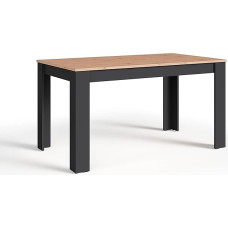 byLIVING NORI valgomojo stalas, modernus ąžuolo išvaizdos virtuvės stalas, melamino pagrindas, antracito spalvos, didelis stalas, 120 x 80 cm, aukštis 75 cm