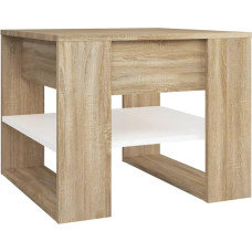vidaXL Couchtisch Beistelltisch Wohnzimmertisch Kaffeetisch Sofatisch Teetisch Tisch mit Ablage Wohnzimmer Weiß Sonoma-Eiche 55,5x55x45cm Holzwerkstoff