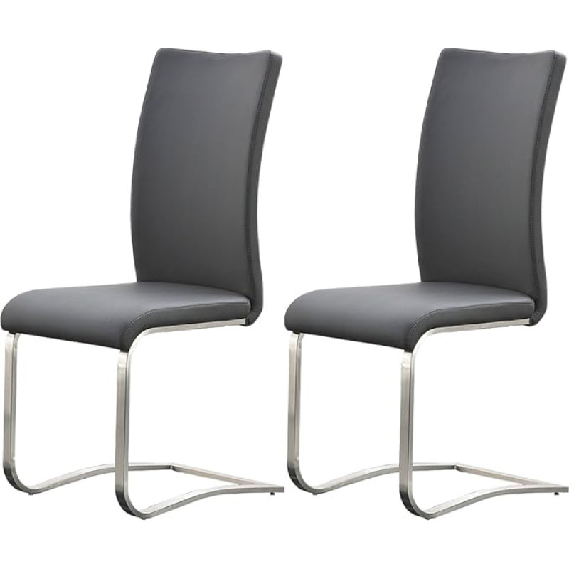 möbelando Muvo I Valgomojo kėdžių komplektas iš 2 pilkos metalinės spalvos 43 x 103 x 52 cm (plotis x aukštis x gylis)