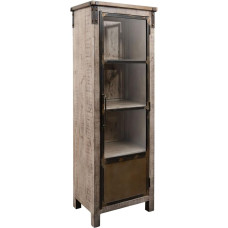 MASSIVMOEBEL24.DE Mango vitrina 60 x 40 x 180 cm Ruda lakuota Sunkioji pramonė #242