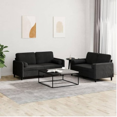 3201999 2 dalių sofos komplektas su pagalvėle, juodas aksomas, poilsio sofa, sofos ir kušetės, poilsio sofa, sofa svetainei, sofa su