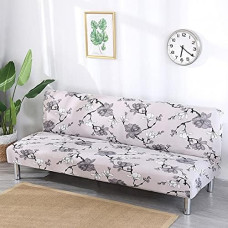 uyeoco Sofos lovos užvalkalas be rankovių Spandeksas, tempiamasis spausdinimas Futon apsauginis užvalkalas Neslystantis sofos užvalkalas Sėdynės sofos apsauginis užvalkalas 3 vietų sulankstomai sofai be porankių (spalva: Bb, dydis: L (190-220 cm))