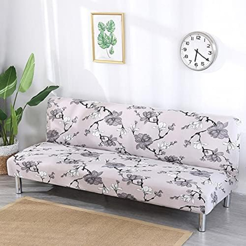 uyeoco Sofos lovos užvalkalas be rankovių Spandeksas, tempiamasis spausdinimas Futon apsauginis užvalkalas Neslystantis sofos užvalkalas Sėdynės sofos apsauginis užvalkalas 3 vietų sulankstomai sofai be porankių (spalva: Bb, dydis: L (190-220 cm))