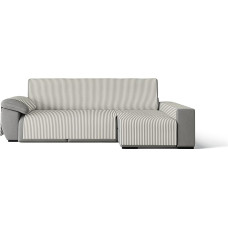 GAMUSI Smėlio spalvos dryžuotas medvilninis sofos užvalkalas Chaise Lounge 290 cm dešinėje (iki 330 cm pločio)