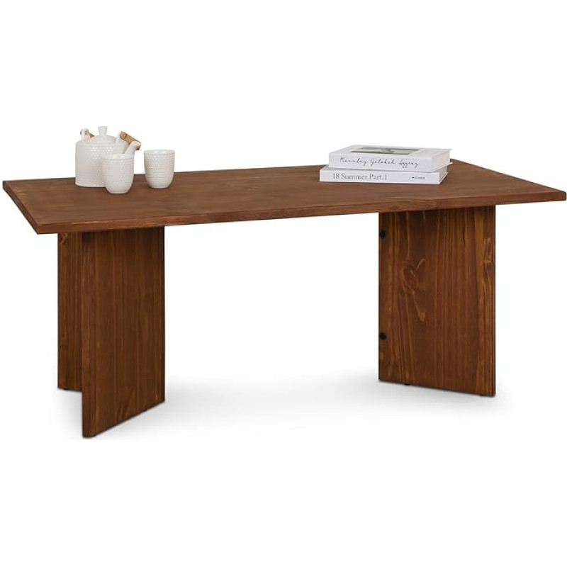 IDIMEX Mesa kavos staliukas iš medžio masyvo 110 x 45 x 60 cm tamsiai rudos spalvos - minimalistinis medinis sofos staliukas, svetainės staliukas su kampinėmis kojelėmis
