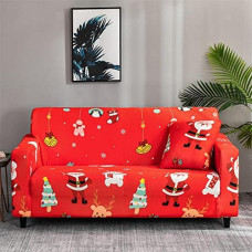 Odot Sofa Überzug,Sofabezug Ecksofa,Couch Überzug für 1/2/3/4 Sitzer,Stilvolles Weihnachtsthema Sofa Überzug,Elastische sofabezug L Form rutschfest Sofaschoner,für Schmücken (4-Sitzer,Pinguin)