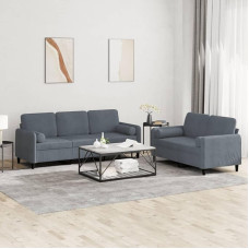 ZEYUAN 3202035 2 dalių sofos komplektas su pagalvėlėmis Tamsiai pilkas aksomas, poilsio sofa, sofos ir kušetės, poilsio sofa, sofa svetainei, sofa su