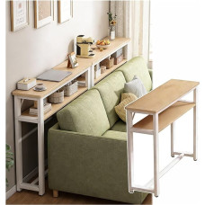 Konsolentisch Aufbewahrung hinter Sofa für Wohnzimmer, breiter Eingangstisch doppeltes Fach, minimales Stauraummöbel für Schlafzimmer und Eingang(B,39.4x7.9in/100x20cm)
