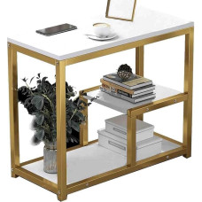 Konsolentisch, moderner Sofatisch mit Regalen, Eingangstisch, kleine Räume, Beistelltisch mit Metallrahmen, schmaler Flur, Schreibtisch, Aufbewahrung, Akzenttisch für Wohnzimmer, Schlafzimmer