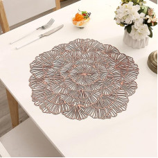 Platzdeckchen PVC Abwaschbar, 10er Set Hohle Blumen Platzdeckchen für Küche,Zuhause,Restaurant,Speisetisch, Bronze, 38cm