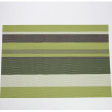 AMDXD 4er Set Tischsets Platzsets Textil Quadratisch, 70% PVC+30% PET Platzset Modern Rechteckig mit Streifen Muster Anti-Rutsch, Tischuntersetzer Abwaschbar Grün für Esstisch, Antifouling, 45x30CM