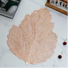 AMDXD plaunami modernūs kilimėliai 6 PVC kilimėlių rinkinys Plaunami lapų neslystantys stalo padėkliukai Natūralus rožinis auksas namų restorano valgomojo stalui 36 x 46 cm